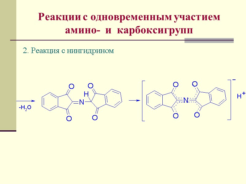 Реакции с одновременным участием амино-  и  карбоксигрупп 2. Реакция с нингидрином